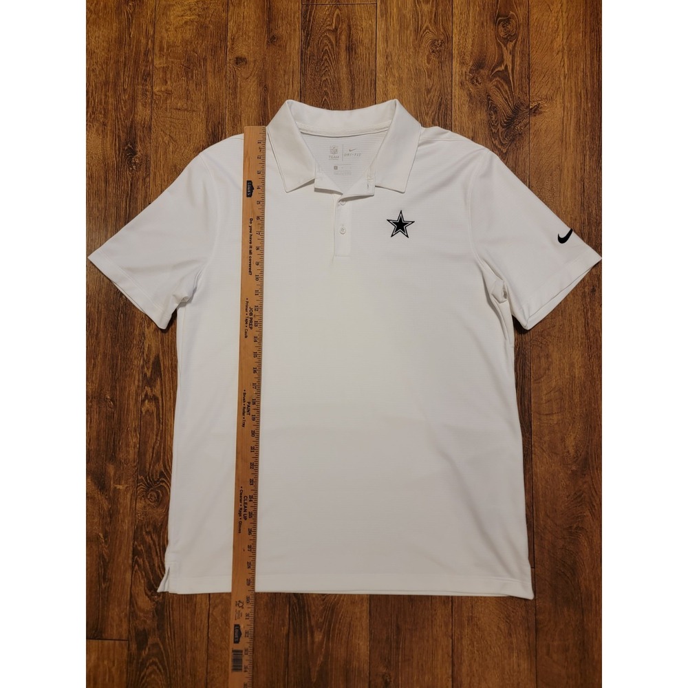 Dallas Cowboys Shirt Mens L White NFL Football Polo Nike‎ Dri Fit Team Apparel